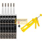 Selsil 5 Adet Şeffaf Silikon (280 Ml) + 1 Adet Kupa Silikon Tabancası