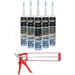 Selsil Duşakabin Silikonu Şeffaf 280 ml (5 Adet),demir Tabanca
