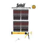 Selsil Poliüretan Beyaz Sosis Mastik 600 Ml. 20 Adet + Gfb Alüminyum Sosis Tabancası 600 Ml.