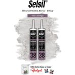 Selsil Silikonize Mastik, 500 Gr, Beyaz 2 Adet ve Rosie Pamuk - Şeffaf