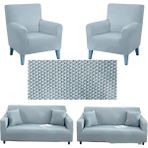 Seltenet Lastikli Esnek Koltuk Kanepe Kılıfı Takımı Çekyat Örtüsü 3+3+1+1 - 180 x 230 cm - Açık Gri