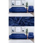 Seltenet Lastikli Esnek Yıkanabilir Star Desen 3+3+1+1 Jakarlı Koltuk Örtüsü Takımı Koltuk Kılıfı - 180 x 230 cm - Petrol Mavisi