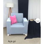 Seltenet Mikropetek Likrali Tek Kişilik Koltuk Kılıfı Streç Lastıklı Berjer Çekyat Kanepe Örtüsü - 80 x 120 cm - Açık Gri