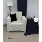 Seltenet Mikropetek Likrali Tek Kişilik Koltuk Kılıfı Streç Lastıklı Berjer Çekyat Kanepe Örtüsü - 80 x 120 cm - Krem