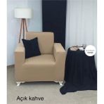 Seltenet Mikropetek Likrali Tek Kişilik Koltuk Kılıfı Streç Lastıklı Berjer Çekyat Kanepe Örtüsü - 80 x 120 cm - Sütlü Kahve