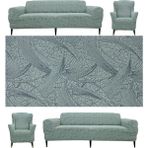 Seltenet Streç Lastikli Esnek Yıkanabilir Pamuklu Sehra Desen 3+3+1+1 Jakarlı Koltuk Örtüsü Koltuk Kılıfı - 180 x 230 cm - Gri