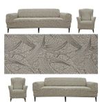Seltenet Streç Lastikli Esnek Yıkanabilir Pamuklu Sehra Desen 3+3+1+1 Jakarlı Koltuk Örtüsü Koltuk Kılıfı - 180 x 230 cm - Vizon