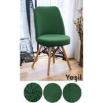 Seltenet Yıkanabilir Streç Lastikli Likralı Oval Sandalye Kılıfı - Yuvarlak Sandalye Örtüsü - 28 x 40 cm - Haki - Yeşil