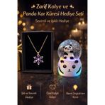 Selvica Işıklı Pandalı Kar Küresi Lotus Kamelya Kolye Doğum Günü Hediyesi Kız Arkadaşa Hediye Sevgiliye