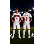 Selvira Barış Alper Yılmaz 9 Numara Türkiye Çocuk Futbol Forması Takımı Kırmızı Beyaz Milli Takım Taraftar Forma Seti Şortlu Spor Giyim