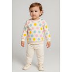 Selvira Çok Renkli Baskılı Bebek Takımı | Unisex Sweatshirt ve Eşofman Altı Seti - 1 Yaş - Beyaz - Pudra