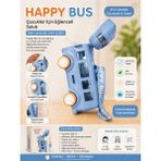 Selvira Happy Bus Otobüs Şeklinde Çocuk Suluğu 500 ml – Pipetli, Sızdırmaz Kapaklı, Bpa Içermez, Askılı Oyuncak Suluk - Mavi
