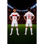 Selvira Kenan Yıldız 11 Numaralı Çocuk Futbol Forması Beyaz Kırmızı Türkiye Milli Takım Taraftar Forma Takımı Şortlu Lisanssız Spor Giyim Seti