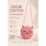 Selvira Kız Çocuk Hasır Kedi Çanta Yuvarlak Omuz Çantası Sevimli Kulaklı Çocuk Çantası Mini Hasır Çapraz Çanta - Koyu Pembe