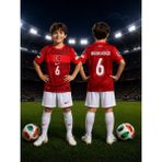 Selvira Türkiye Milli Takım Çocuk Futbol Forması Orkun Kökçü 6 Numara Beyaz Kırmızı Lisanslı Görünümlü Forma Şort Takımı - 10 - 11 Yaş