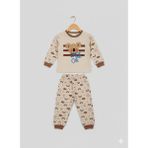 Selvira Unisex Koala Hello Cute Bebek Eşofman/pijama Takımı | Gökkuşağı Desenli Alt Üst Kombin - Kahverengi - 6 Yaş