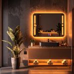 Selyn Led'li Lazer Kumlamalı Lavabo & Banyo Aynası (Dokunmatik Sensörlü) amber ledli 70 x 45