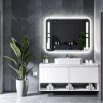 Selyn Led'li Lazer Kumlamalı Lavabo & Banyo Aynası (Dokunmatik Sensörlü) beyaz ledli 90 x 65