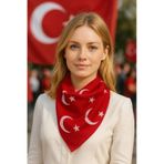 Sema Aksesuar 10 Adet Kırmızı Ay Yıldız Türk Bayrağı Pamuk Kumaş Fular - Bandana - 23 Nisan, 29 Ekim, 19 Mayıs Beyaz - Kırmızı
