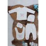 Sema Baby 5 Parça Hastane Çıkışı Zıbın Seti 0-3 Ay - Pink Butterfly - 0 - 1 Ay - 001 - Beyaz