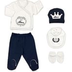 Sema Baby Lacivert Prens Lüks 5 Parça Hastane Çıkışı Zıbın Seti