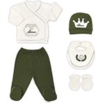 Sema Baby Prens Lüks 5 Parça Hastane Çıkışı Zıbın Seti - Yeşil - Standart - Çok Renkli