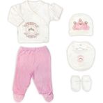 Sema Baby Prenses Lüks 5 Parça Hastane Çıkışı Zıbın Seti - 0 - 1 Ay - 001 - Beyaz