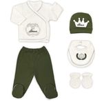 Sema Baby Yeşil Prens Lüks 5 Parça Hastane Çıkışı Zıbın Seti