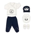 Sema Bebe Lacivert Prens Lüks 5 Parça Hastane Çıkışı Zıbın Seti