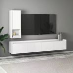 Sema T007 Duvara Monte Modern Tv Ünitesi - Kapaklı Raflı Tasarım Beyaz