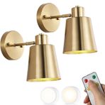 SEMANHUA Modern Pille Çalışan Duvar Aplikleri Seti, 2'li Akülü LED Lamba, Uzaktan Şarj Edilebilir Kablosuz Işıklı, Yatak Odası, Oturma Odası Başlıkları için, Siyah Altın Beyaz Kaplama