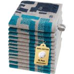 SEMAXE Asma Halkalı ve Akıllı Etiketli Keseler,%100 Pamuklu Yıkama Bezi 12'li Set, Banyo için Yüz Havlu Seti, Otel ve Spa Kalitesi, Hediye Kutusu Ambalajı, 33 cm U x 33 cm G