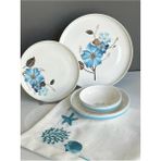 sembol Blue Rose Bone China 24 Parça Yemek Takımı