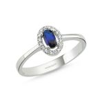 Sembol Gold 0.30 Karat Oval AquaBlue Anturaj Altın Yüzük