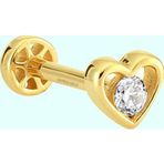 Sembol Gold 14 Ayar Altın Kalp Tektaş Tragus Piercing
