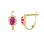 Sembol Gold 14 Ayar Ruby Taşlı Altın Çocuk Küpe