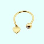 Sembol Gold 14 Ayar Sade Kalp Altın Yarım Halka Kulak Piercing