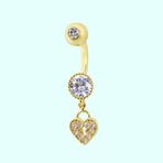Sembol Gold 14 Ayar Sallantılı Kalp Altın Göbek Piercing