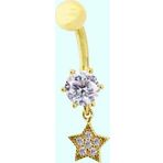 Sembol Gold 14 Ayar Sallantılı Yıldız Altın Göbek Piercing
