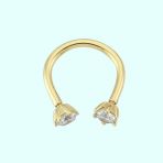 Sembol Gold 14 Ayar Tektaş Altın Yarım Halka Kulak Piercing