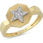 Sembol Gold 14 Ayar Yıldız Detaylı Altın Yüzük 2,15 gr - Renkli - 9