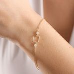 Sembol Gold 8 Ayar Zirconia Altın Square Bileklik