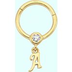 Sembol Gold -A- Harf 14 Ayar Altın Halka Piercing