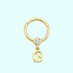 Sembol Gold -B- Harf 14 Ayar Altın Halka Piercing
