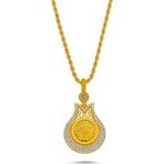 Sembol Gold Burgu Halat Zincirli Lale Tuğralı Altın Kolye