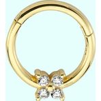 Sembol Gold Dört Taş Tohum 14 Ayar Altın Halka Piercing