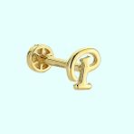 Sembol Gold -P- Harf 14 Ayar Tragus Altın Piercing