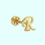 Sembol Gold -R- Harf 14 Ayar Tragus Altın Piercing