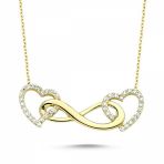 Sembol Gold T1828 Altın 2 Kalp Arası Sonsuzluk Kolyesi