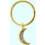 Sembol Gold Taşlı Ay 14 Ayar Altın Halka Piercing